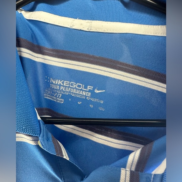 Nike Mens Polo Large Blue‎ Ultra Stripe Dri Fit Short Sleeve Golf Shirt L 508327 - Picture 4 of 7